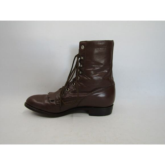 TONY LAMA George Straight Mens Sz 8.5 B Brown Leather Lace Up Kilt Cowboy Boots main image 6